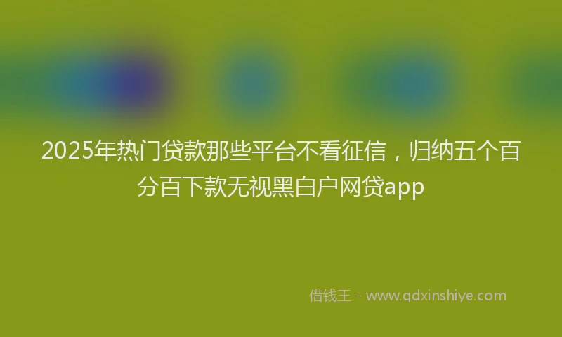 2025年热门贷款那些平台不看征信，归纳五个百分百下款无视黑白户网贷app