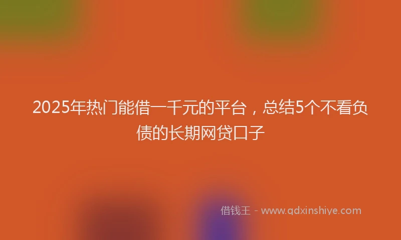 2025年热门能借一千元的平台，总结5个不看负债的长期网贷口子
