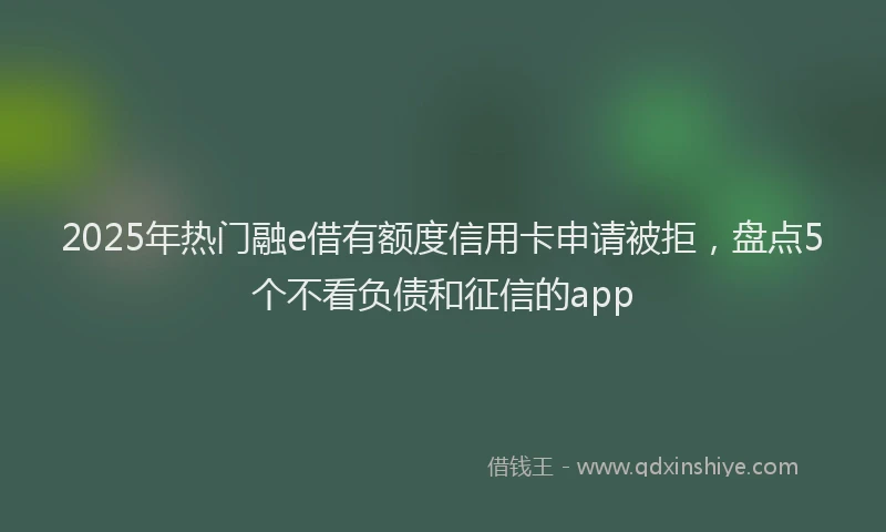 2025年热门融e借有额度信用卡申请被拒，盘点5个不看负债和征信的app
