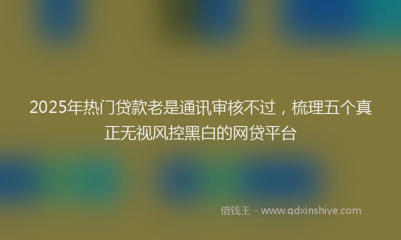 2025年热门贷款老是通讯审核不过，梳理五个真正无视风控黑白的网贷平台