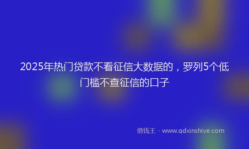 2025年热门贷款不看征信大数据的，罗列5个低门槛不查征信的口子