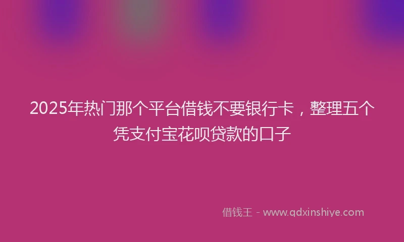 2025年热门那个平台借钱不要银行卡，整理五个凭支付宝花呗贷款的口子
