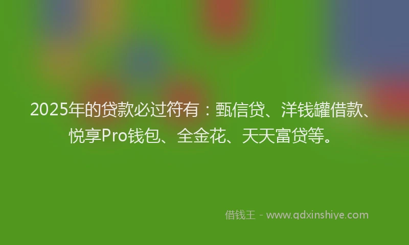 2025年的贷款必过符有：甄信贷、洋钱罐借款、悦享Pro钱包、全金花、天天富贷等。