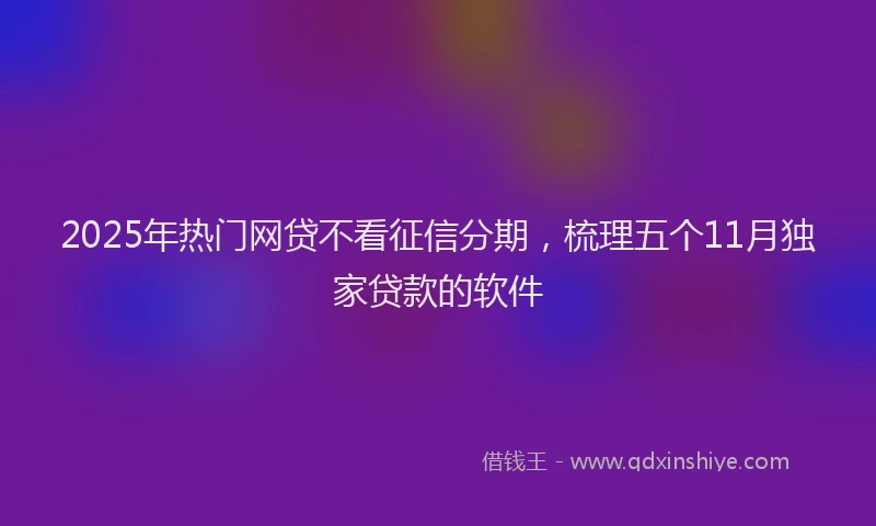 2025年热门网贷不看征信分期，梳理五个11月独家贷款的软件