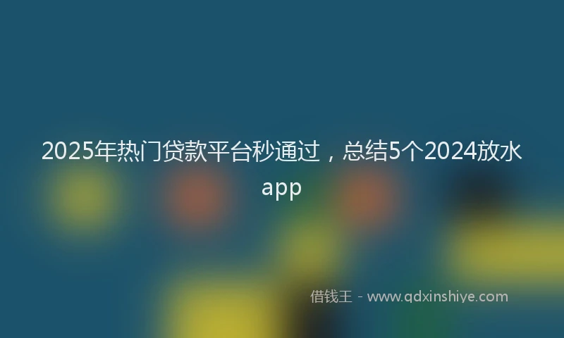 2025年热门贷款平台秒通过，总结5个2024放水app
