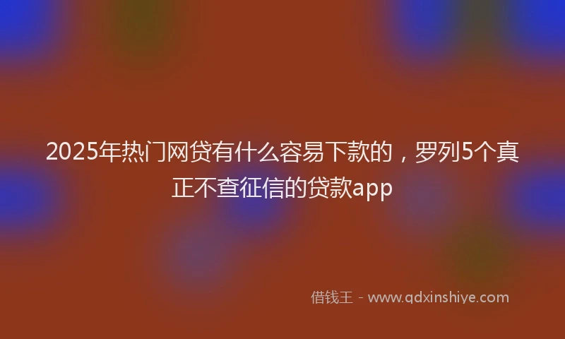 2025年热门网贷有什么容易下款的，罗列5个真正不查征信的贷款app