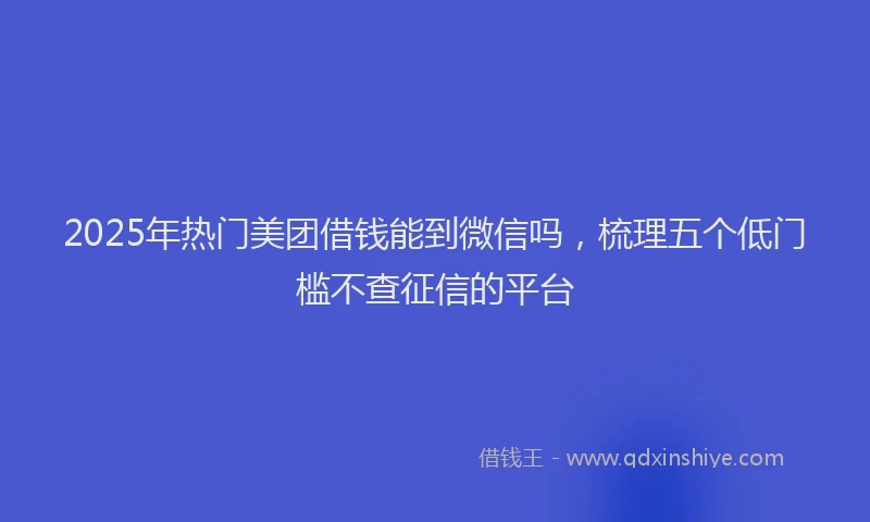 2025年热门美团借钱能到微信吗，梳理五个低门槛不查征信的平台