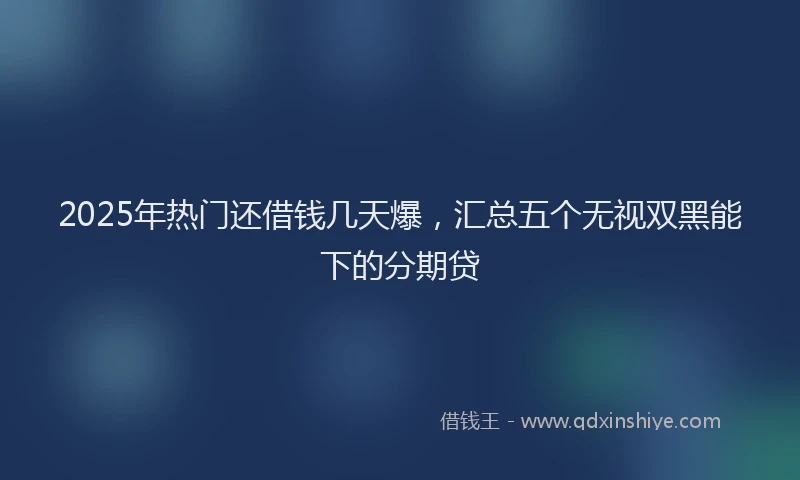 2025年热门还借钱几天爆，汇总五个无视双黑能下的分期贷