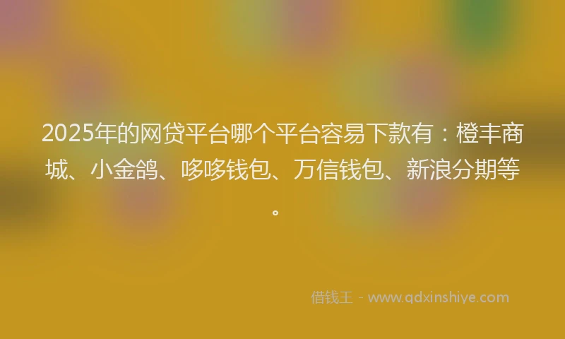2025年的网贷平台哪个平台容易下款有：橙丰商城、小金鸽、哆哆钱包、万信钱包、新浪分期等。