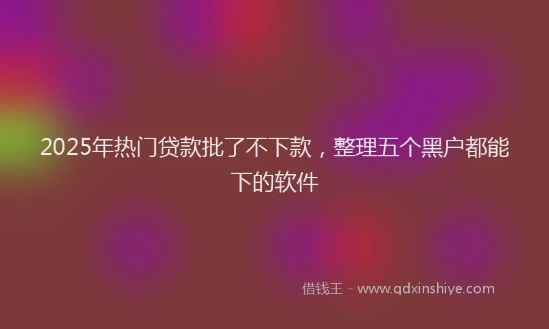 2025年热门贷款批了不下款,整理五个黑户都能下的软件