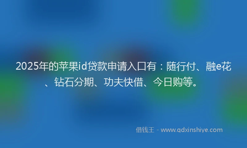 2025年的苹果id贷款申请入口有：随行付、融e花、钻石分期、功夫快借、今日购等。