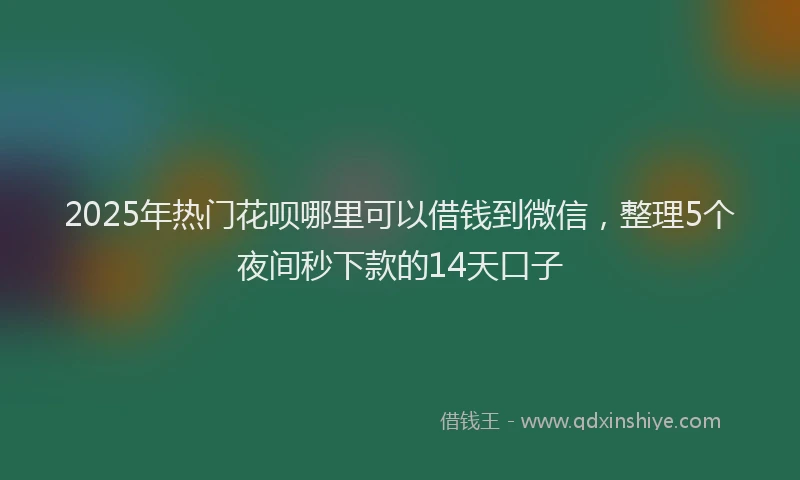 2025年热门花呗哪里可以借钱到微信，整理5个夜间秒下款的14天口子