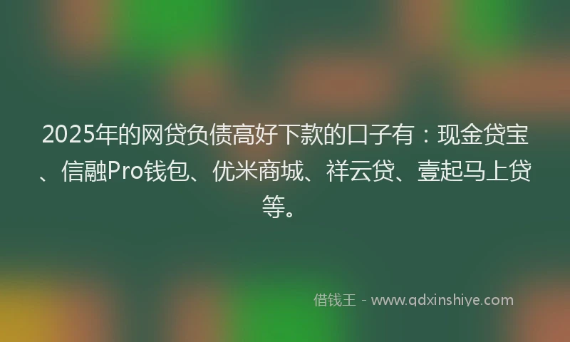 2025年的网贷负债高好下款的口子有：现金贷宝、信融Pro钱包、优米商城、祥云贷、壹起马上贷等。