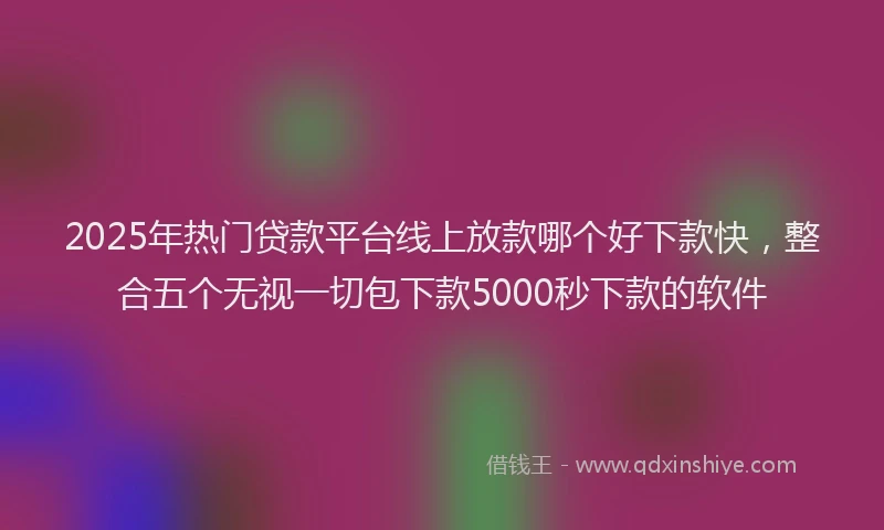 2025年热门贷款平台线上放款哪个好下款快，整合五个无视一切包下款5000秒下款的软件