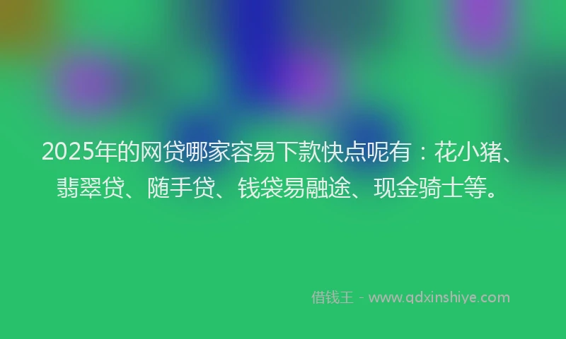 2025年的网贷哪家容易下款快点呢有：花小猪、翡翠贷、随手贷、钱袋易融途、现金骑士等。