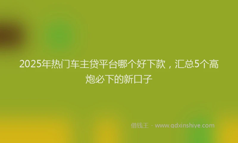 2025年热门车主贷平台哪个好下款，汇总5个高炮必下的新口子
