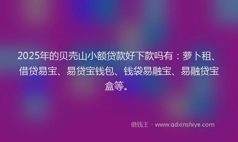 2025年的贝壳山小额贷款好下款吗有：萝卜租、借贷易宝、易贷宝钱包、钱袋易融宝、易融贷宝盒等。