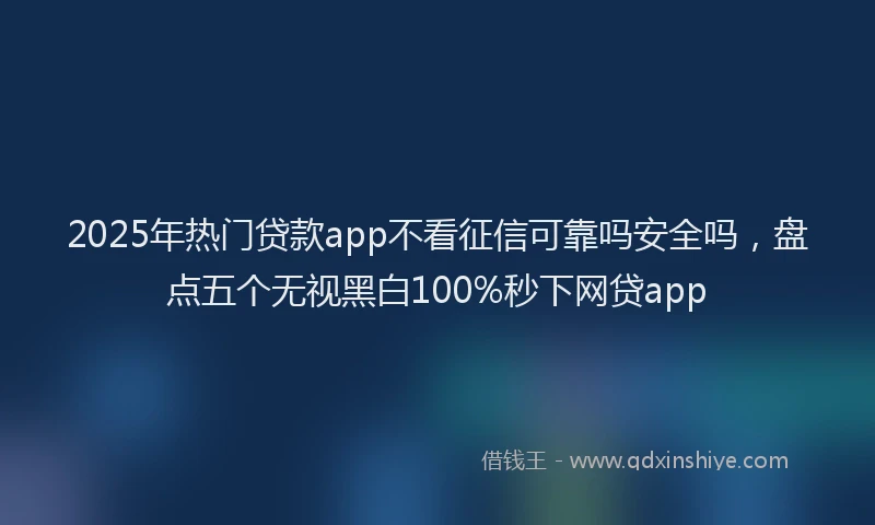 2025年热门贷款app不看征信可靠吗安全吗，盘点五个无视黑白100%秒下网贷app