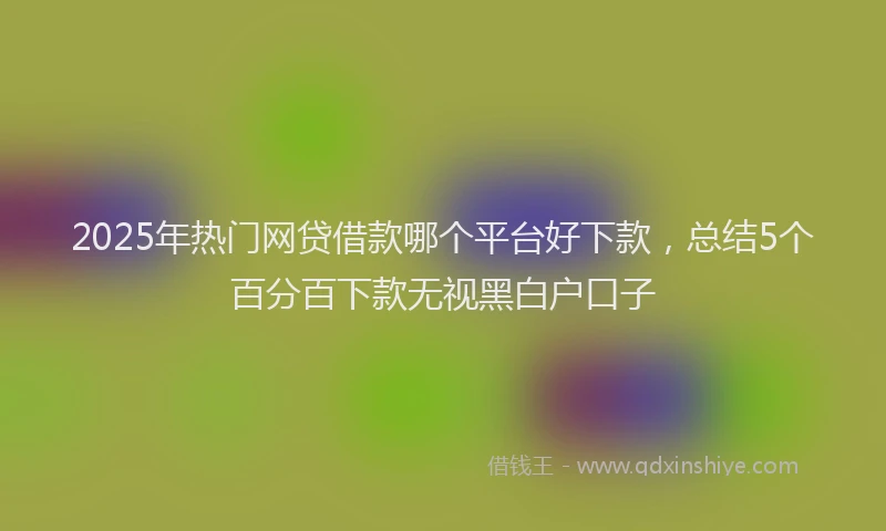 2025年热门网贷借款哪个平台好下款，总结5个百分百下款无视黑白户口子