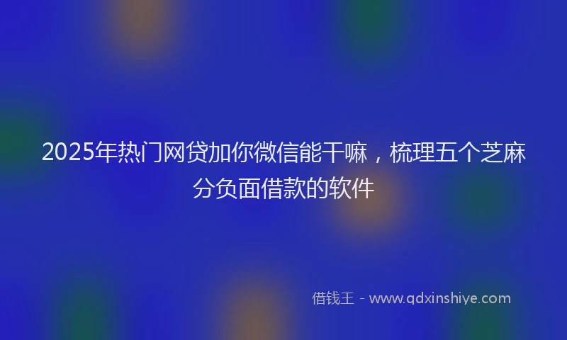 2025年热门网贷加你微信能干嘛，梳理五个芝麻分负面借款的软件