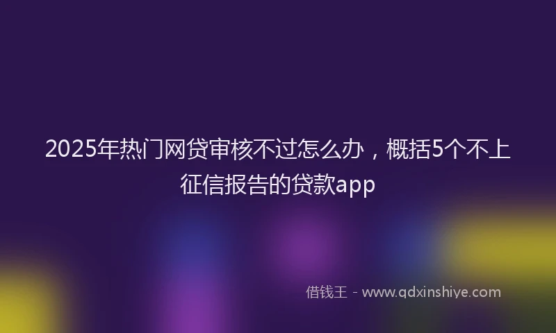 2025年热门网贷审核不过怎么办，概括5个不上征信报告的贷款app