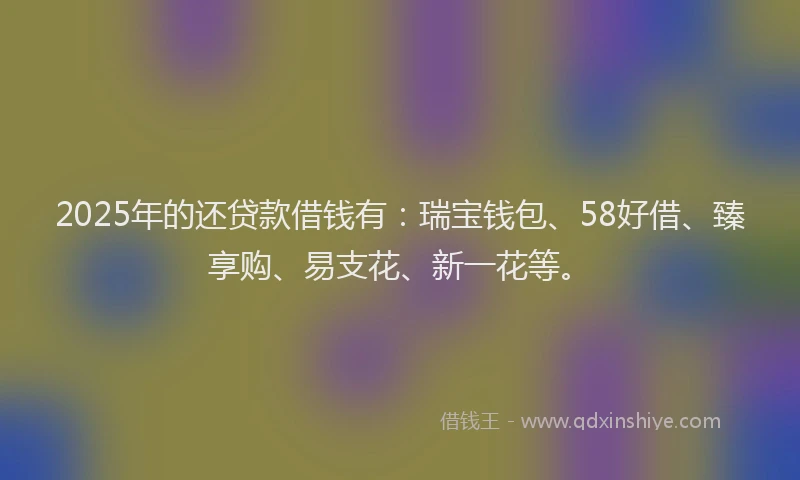2025年的还贷款借钱有：瑞宝钱包、58好借、臻享购、易支花、新一花等。