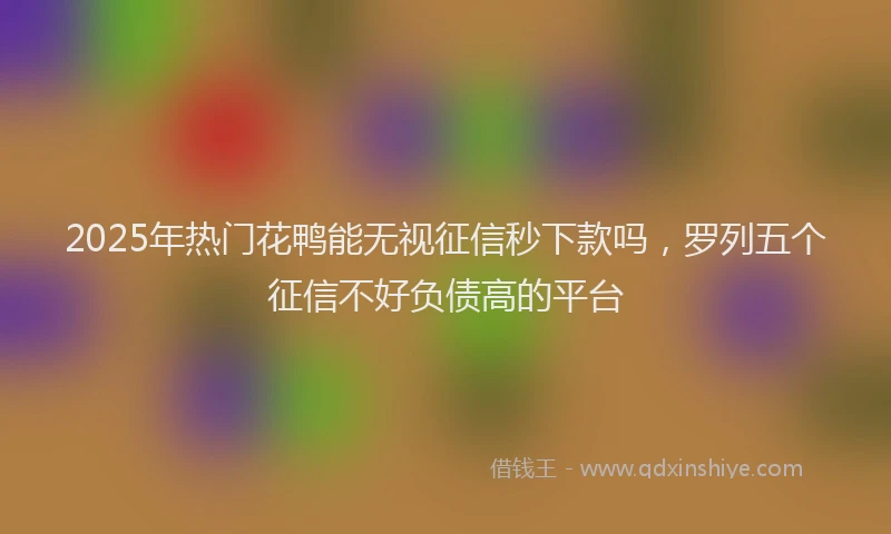 2025年热门花鸭能无视征信秒下款吗，罗列五个征信不好负债高的平台