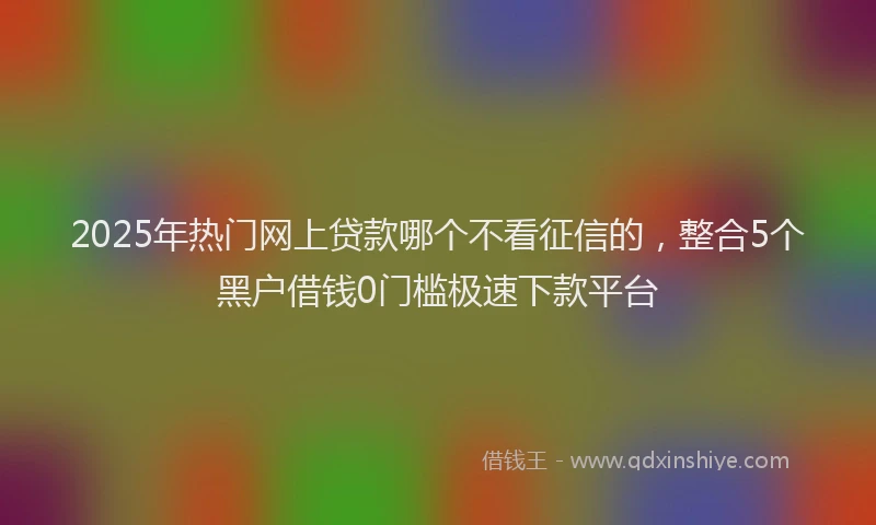 2025年热门网上贷款哪个不看征信的，整合5个黑户借钱0门槛极速下款平台