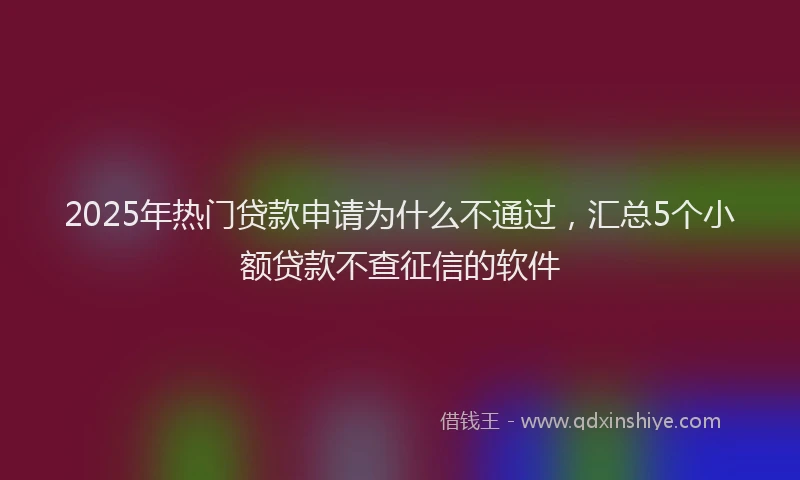 2025年热门贷款申请为什么不通过，汇总5个小额贷款不查征信的软件