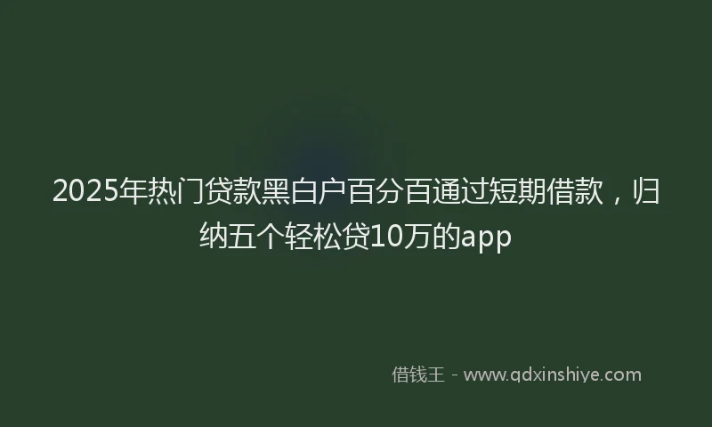2025年热门贷款黑白户百分百通过短期借款，归纳五个轻松贷10万的app