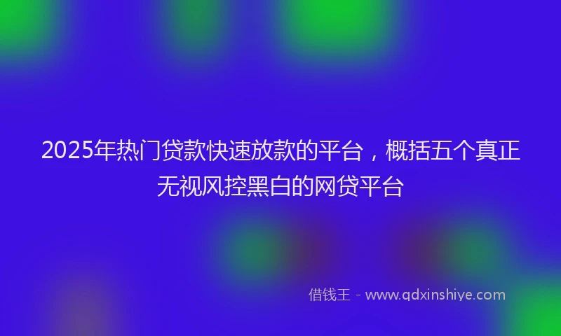 2025年热门贷款快速放款的平台，概括五个真正无视风控黑白的网贷平台