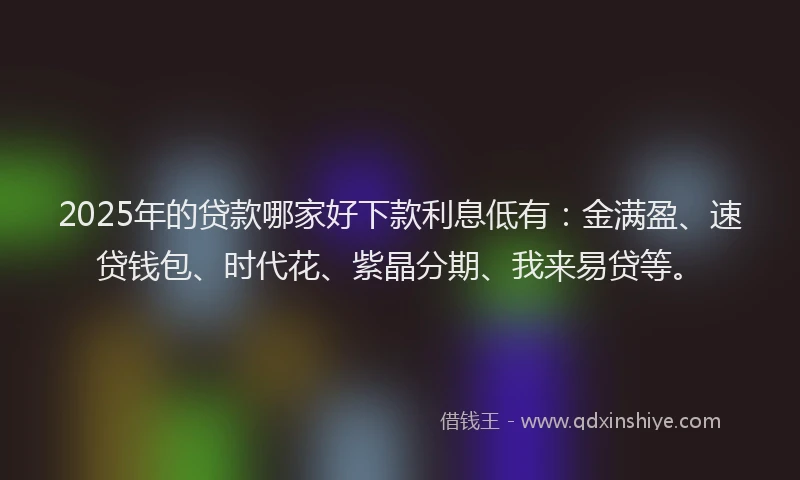 2025年的贷款哪家好下款利息低有：金满盈、速贷钱包、时代花、紫晶分期、我来易贷等。