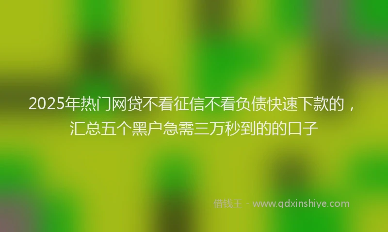 2025年热门网贷不看征信不看负债快速下款的，汇总五个黑户急需三万秒到的的口子