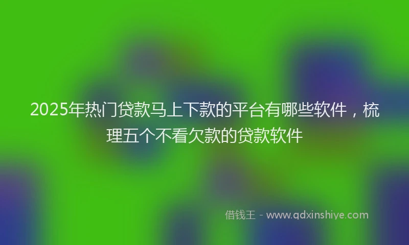 2025年热门贷款马上下款的平台有哪些软件，梳理五个不看欠款的贷款软件