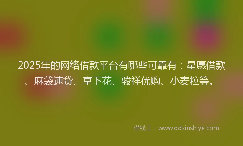 2025年的网络借款平台有哪些可靠有：星愿借款、麻袋速贷、享下花、骏祥优购、小麦粒等。