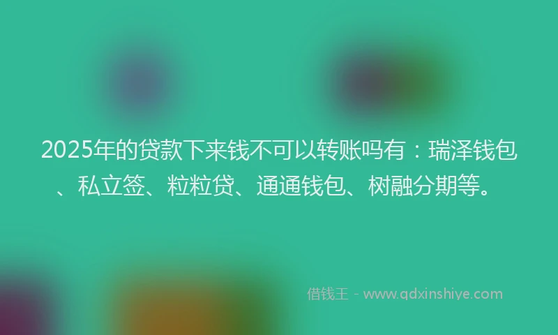 2025年的贷款下来钱不可以转账吗有：瑞泽钱包、私立签、粒粒贷、通通钱包、树融分期等。