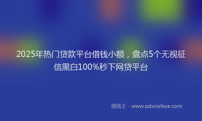 2025年热门贷款平台借钱小额，盘点5个无视征信黑白100%秒下网贷平台
