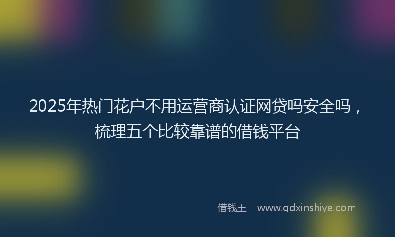 2025年热门花户不用运营商认证网贷吗安全吗，梳理五个比较靠谱的借钱平台