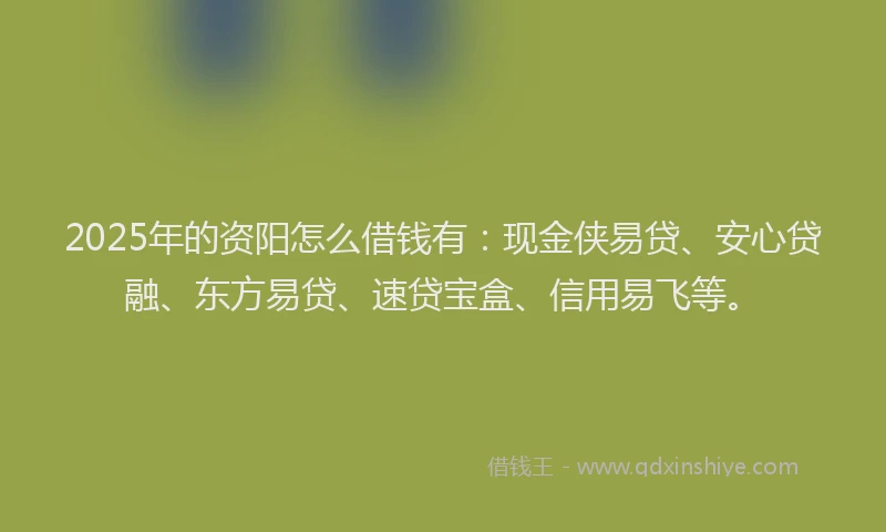 2025年的资阳怎么借钱有：现金侠易贷、安心贷融、东方易贷、速贷宝盒、信用易飞等。