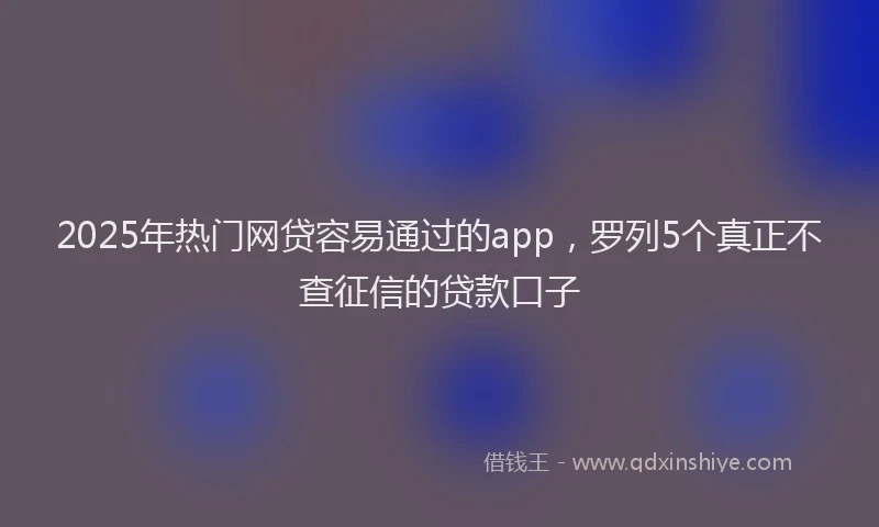 2025年热门网贷容易通过的app，罗列5个真正不查征信的贷款口子