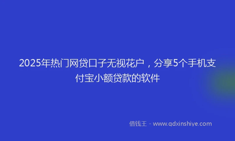 2025年热门网贷口子无视花户，分享5个手机支付宝小额贷款的软件