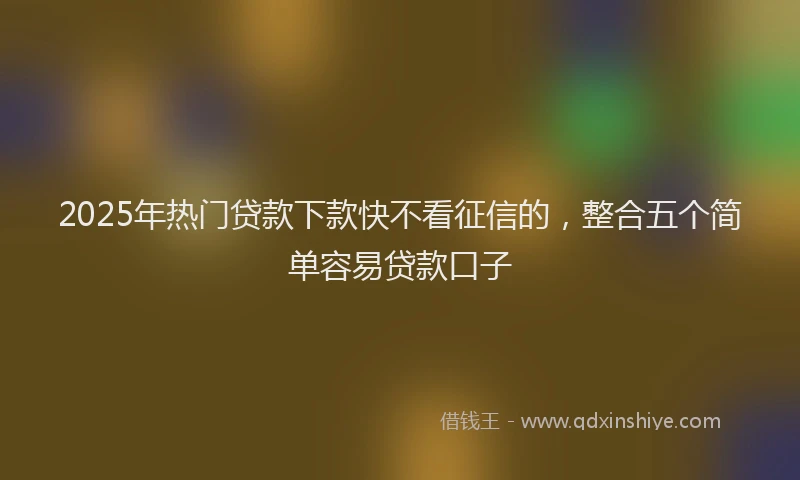 2025年热门贷款下款快不看征信的，整合五个简单容易贷款口子