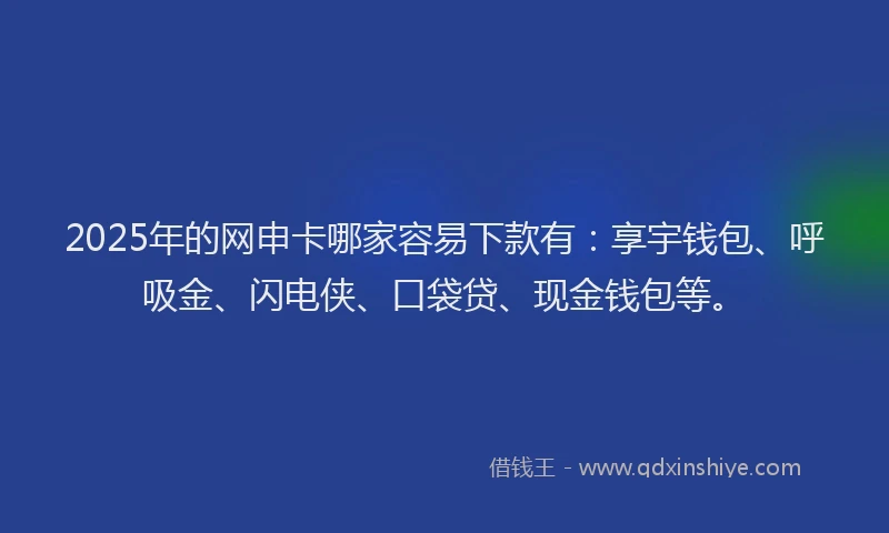 2025年的网申卡哪家容易下款有：享宇钱包、呼吸金、闪电侠、口袋贷、现金钱包等。