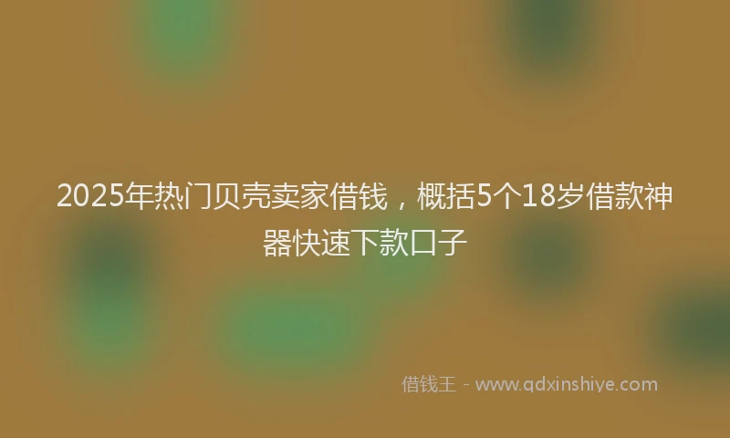 2025年热门贝壳卖家借钱，概括5个18岁借款神器快速下款口子