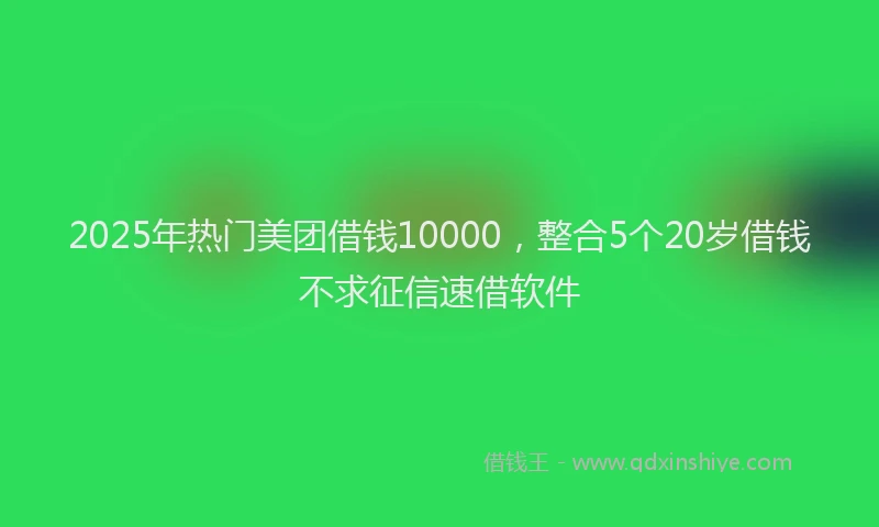 2025年热门美团借钱10000，整合5个20岁借钱不求征信速借软件