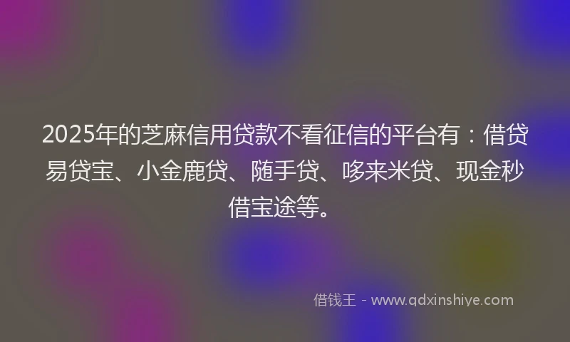 2025年的芝麻信用贷款不看征信的平台有：借贷易贷宝、小金鹿贷、随手贷、哆来米贷、现金秒借宝途等。