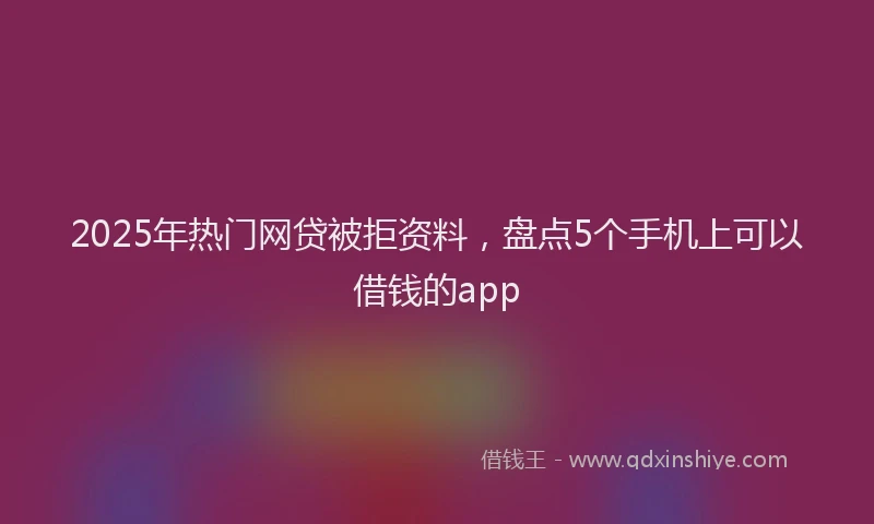 2025年热门网贷被拒资料，盘点5个手机上可以借钱的app