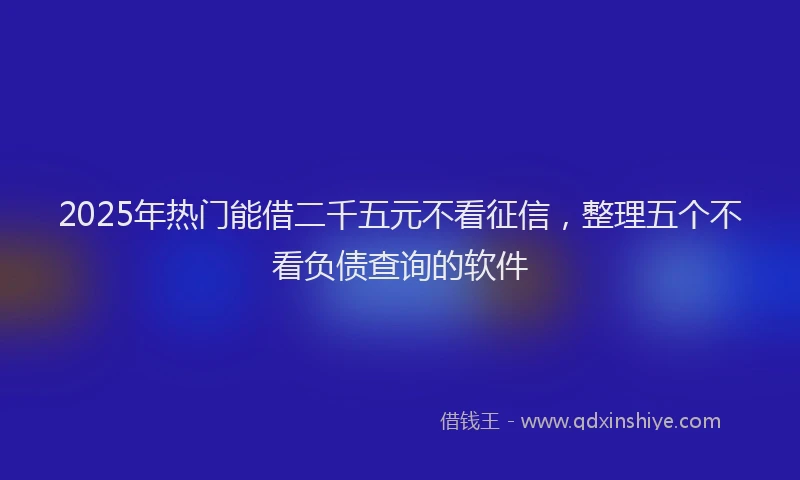 2025年热门能借二千五元不看征信，整理五个不看负债查询的软件