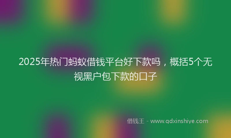 2025年热门蚂蚁借钱平台好下款吗，概括5个无视黑户包下款的口子