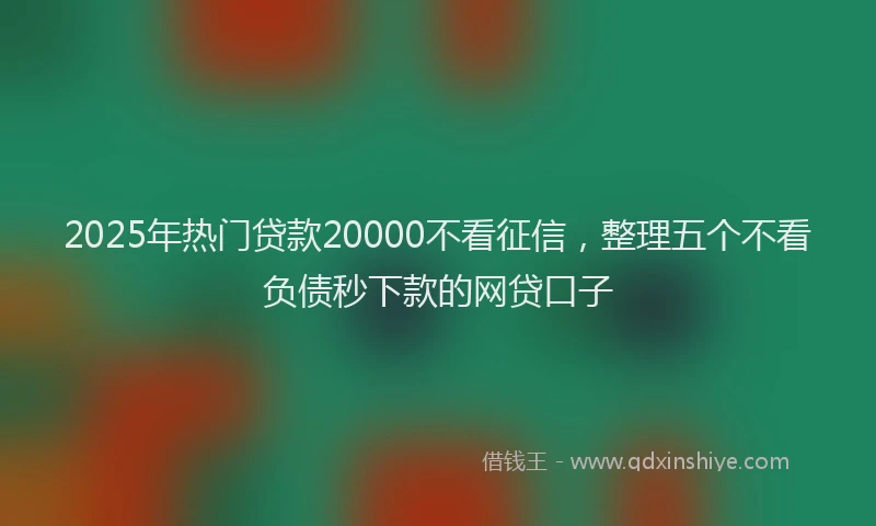 2025年热门贷款20000不看征信，整理五个不看负债秒下款的网贷口子